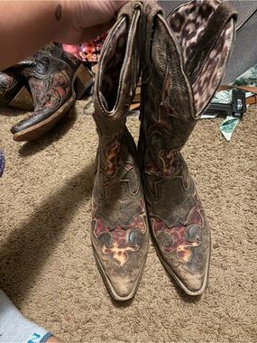 Laredo Boots brown & cheetah print